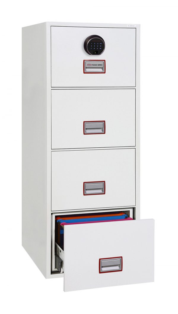 Phoenix World Class Vertical Fire File FS2264F 4 Drawer Filing Cabinet with Fingerprint Lock