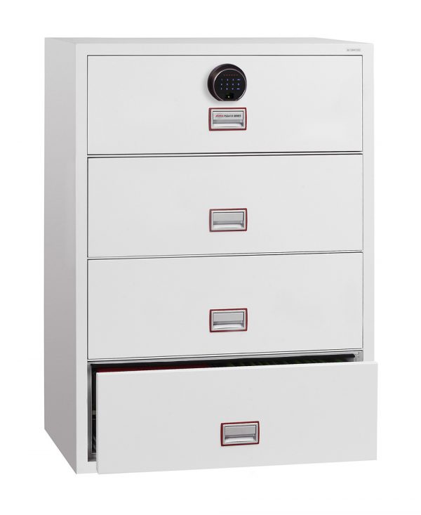 Phoenix World Class Lateral Fire File FS2414F 4 Drawer Filing Cabinet with Fingerprint Lock