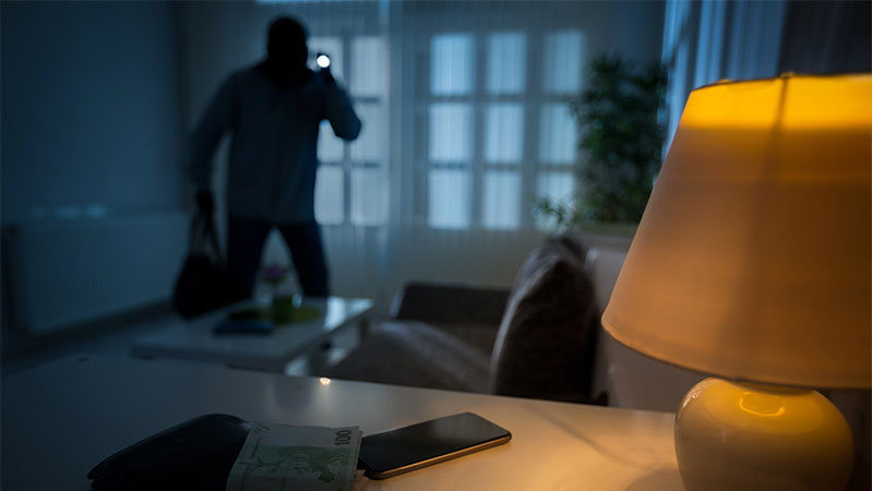 Burglar Stealing Personal Possessions From Home