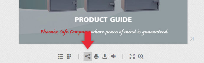Screenshot of the Phoenix Safe e-brochure share button