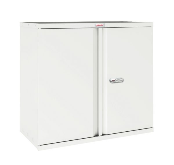 Phoenix SC Series SC0891WE 2 Door 1 Shelf Stationery Cupboard in White with Electronic lock