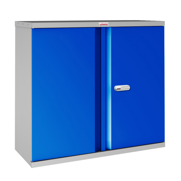 Phoenix SCL Series SCL0891GBE 2 Door 1 Shelf Steel Storage Cupboard Grey Body & Blue Doors with Electronic Lock