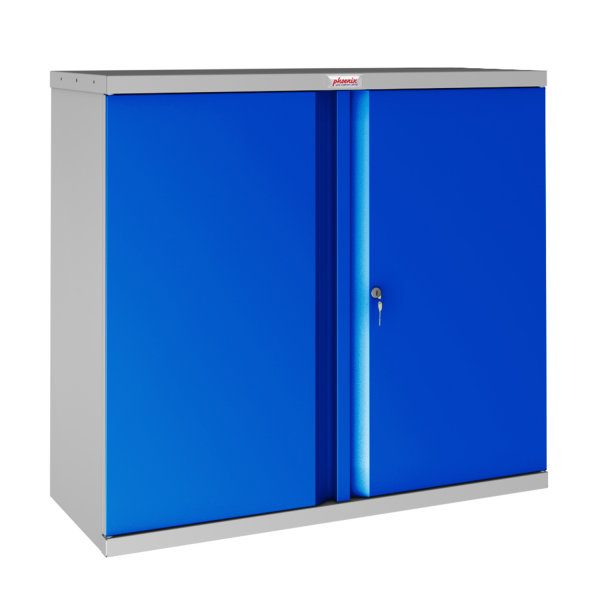 Phoenix SCL Series SCL0891GBK 2 Door 1 Shelf Steel Storage Cupboard Grey Body & Blue Doors with Key Lock