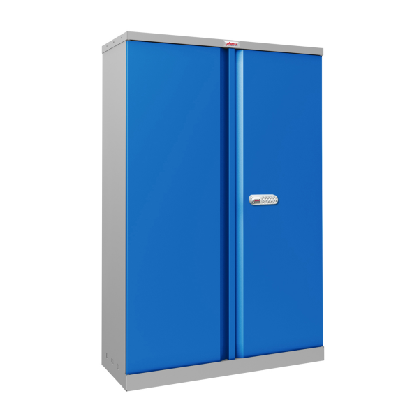 Phoenix SCL Series SCL1491GBE 2 Door 3 Shelf Steel Storage Cupboard Grey Body & Blue Doors with Electronic Lock