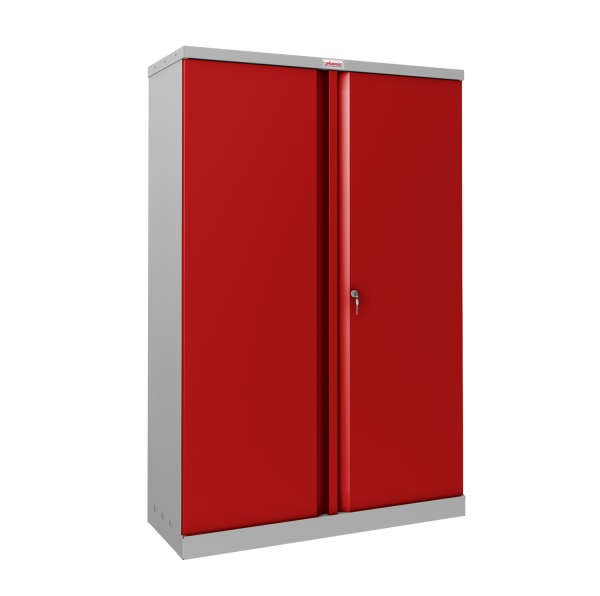 Phoenix SCL Series SCL1491GRK 2 Door 3 Shelf Steel Storage Cupboard Grey Body & Red Doors with Key Lock