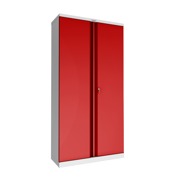 Phoenix SCL Series SCL1891GRK 2 Door 4 Shelf Steel Storage Cupboard Grey Body & Red Doors with Key Lock