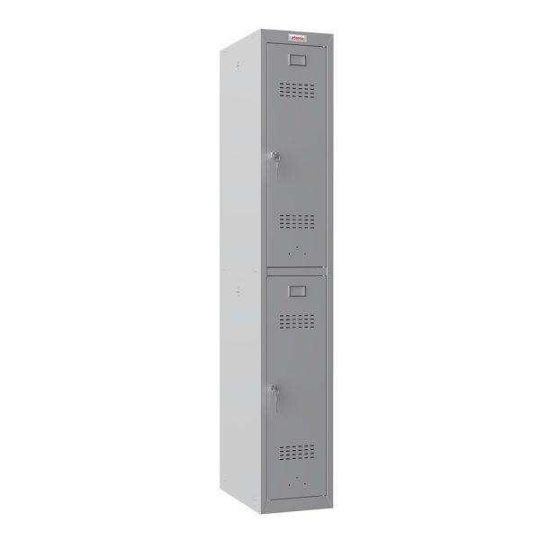 Phoenix PL Series PL1230GGK 1 Column 2 Door Personal Locker in Grey with Key Locks