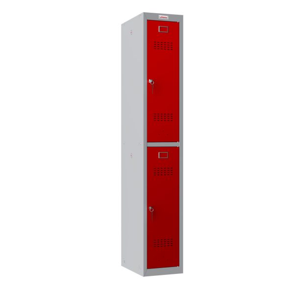 Phoenix PL Series PL1230GRK 1 Column 2 Door Personal Locker Grey Body/Red Doors with Key Locks