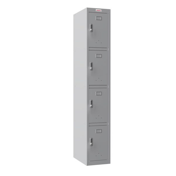 Phoenix PL Series PL1430GGE 1 Column 4 Door Personal locker in Grey with Electronic Locks