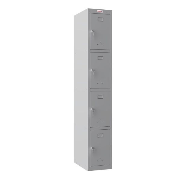 Phoenix PL Series PL1430GGK 1 Column 4 Door Personal locker in Grey with Key Locks