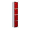 Phoenix PL Series PL1430GRC 1 Column 4 Door Personal Locker Grey Body/Red Doors with Combination Locks 1
