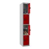 Phoenix PL Series PL1430GRC 1 Column 4 Door Personal Locker Grey Body/Red Doors with Combination Locks 2