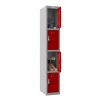 Phoenix PL Series PL1430GRE 1 Column 4 Door Personal Locker Grey Body/Red Doors with Electronic Locks 2