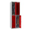 Phoenix PL Series PL2260GRC 2 Column 4 Door Personal Locker Combo Grey Body/Red Doors with Combination Locks 2