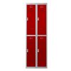 Phoenix PL Series PL2260GRE 2 Column 4 Door Personal Locker Combo Grey Body/Red Doors with Electronic Locks 0