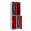 Phoenix PL Series PL2260GRE 2 Column 4 Door Personal Locker Combo Grey Body/Red Doors with Electronic Locks 2