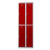 Phoenix PL Series PL2260GRK 2 Column 4 Door Personal Locker Combo Grey Body/Red Doors with Key Locks 0