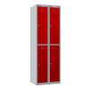 Phoenix PL Series PL2260GRK 2 Column 4 Door Personal Locker Combo Grey Body/Red Doors with Key Locks 1
