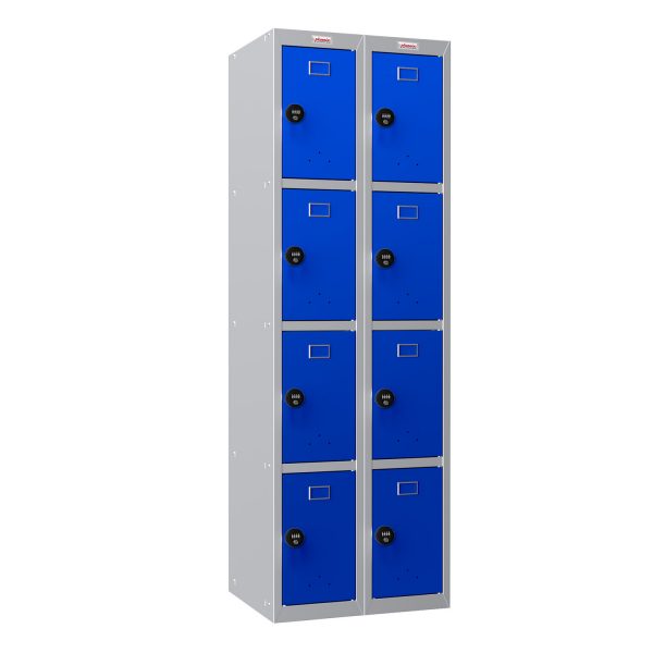 Phoenix PL Series PL2460GBC 2 Column 8 Door Personal Locker Combo Grey Body/Blue Doors with Combination Locks