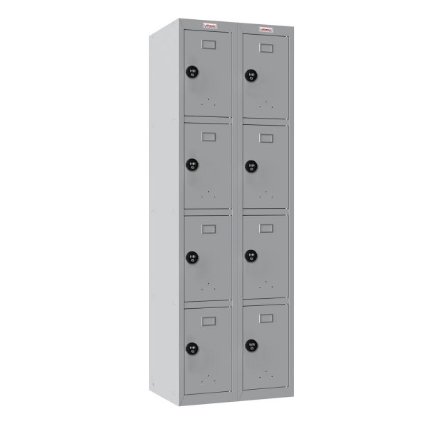 Phoenix PL Series PL2460GGC 2 Column 8 Door Personal Locker Combo in Grey with Combination Locks