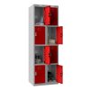 Phoenix PL Series PL2460GRE 2 Column 8 Door Personal Locker Combo Grey Body/Red Doors with Electronic Locks 2