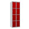 Phoenix PL Series PL2460GRK 2 Column 8 Door Personal Locker Combo Grey Body/Red Doors with Key Locks 1