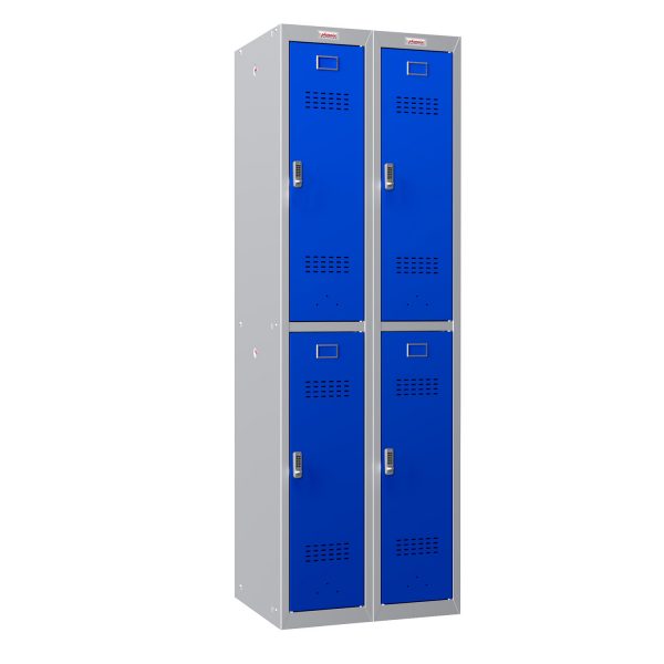 Phoenix PL Series PL2260GRC 2 Column 4 Door Personal Locker Combo Grey Body/Red Doors with Combination Locks