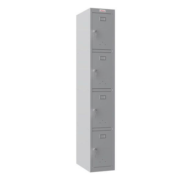 Phoenix PL 300D Series PL1433GGK 1 Column 4 Door Personal locker in Grey with Key Lock